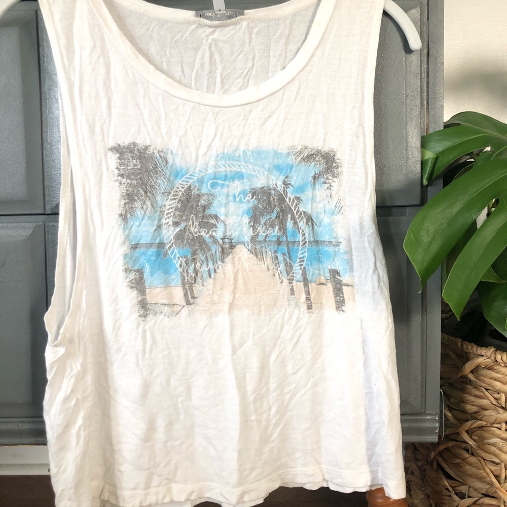 Distressed Beach Scene Muscle Tank
